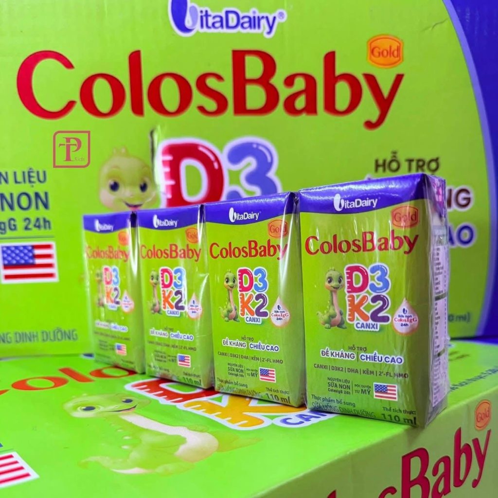 Thùng 24h x 110ml (6 lốc) Sữa pha sẵn Colosbaby D3K2 cải tiên mẫu mới date mới 11/2026