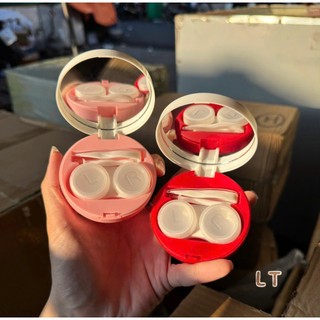 Hộp đựng kính áp tròng Hello Kitty cute, có gương soi, nhíp gắp, que đeo và lọ chiết dung dịch siêu tiện dụng