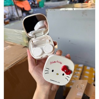 Hộp đựng kính áp tròng Hello Kitty siêu dễ thương, nhỏ gọn, có gương soi và đủ phụ kiện bảo quản lens an toàn