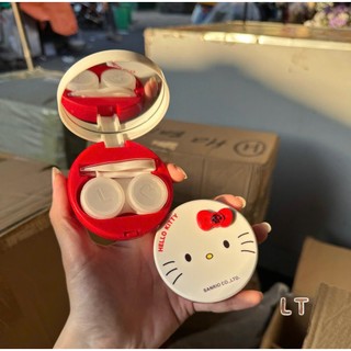 Hộp đựng kính áp tròng Hello Kitty siêu dễ thương, nhỏ gọn, có gương soi và đủ phụ kiện bảo quản lens an toàn