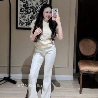 VMY Studio - Áo len cộc tay ngắn len thừng thêu ong xinh xắn, áo thun cộc len thừng thêu họa tiết trẻ trung