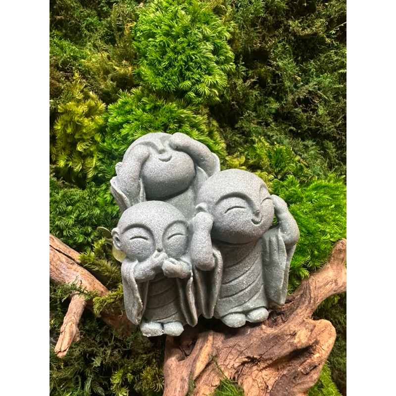 Bộ tượng chú tiểu tam không,tam niệm bằng đá