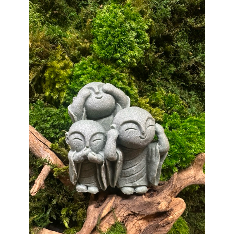 Bộ tượng chú tiểu tam không,tam niệm bằng đá