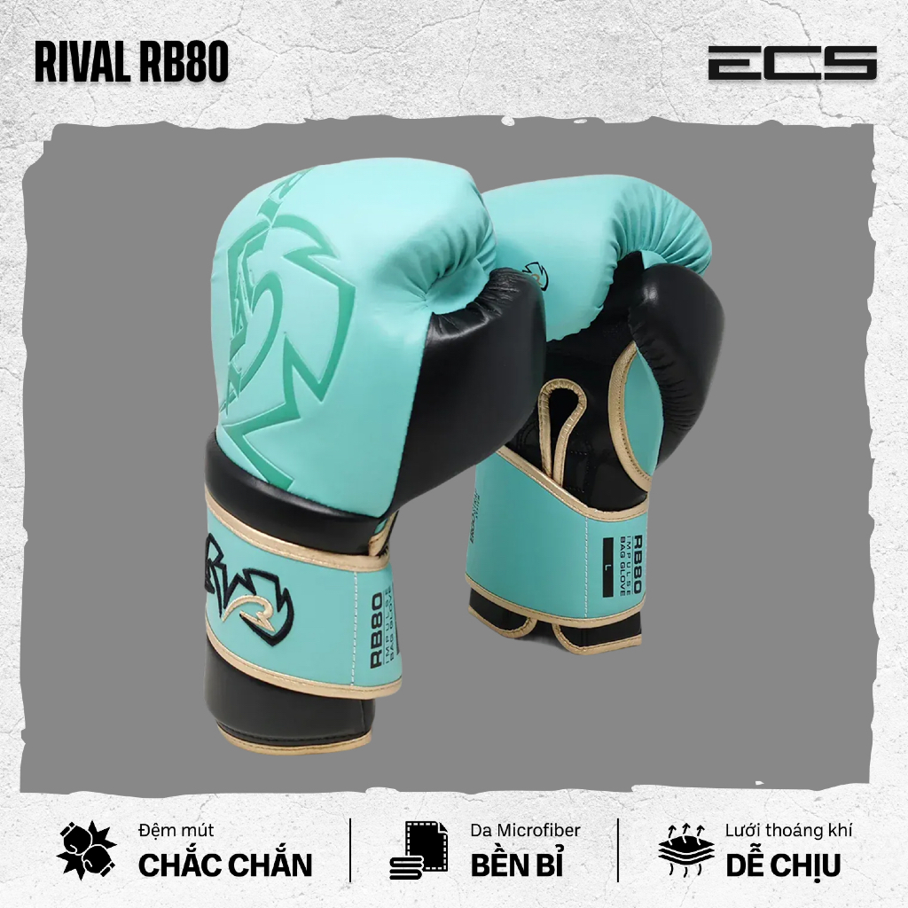 Găng tay boxing Rival RB80, Đệm mút dày dặn chắc chắn, Da microfiber bền bỉ, Lưới thoáng khí dễ chịu