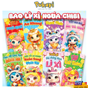 Combo 100 Bao Lì Xì Đỏ Hình Ngựa Mã Đáo Thành Công -PUKAPI