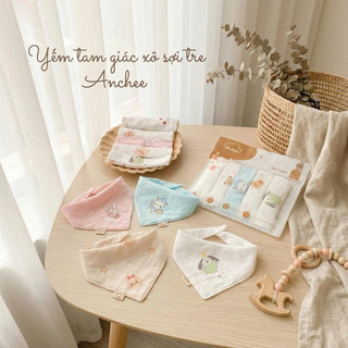 Set 5 yếm xô sợi tre tam giác cho bé Anchee