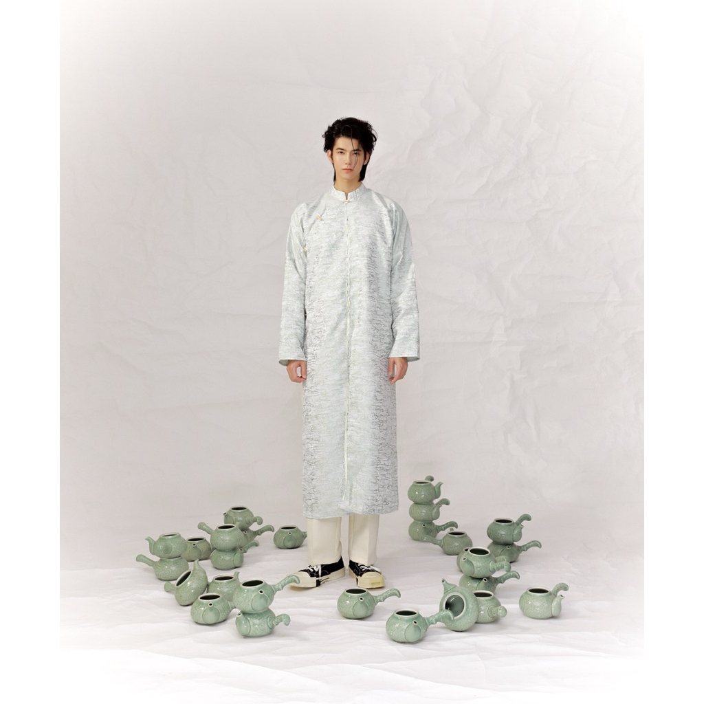 Áo dài nam Khúc Xuân - Xanh Lộc | Tafta nhập | Thiết kế giới hạn | Mặc Tết - Đi lễ - Chụp ảnh | Villa Wings