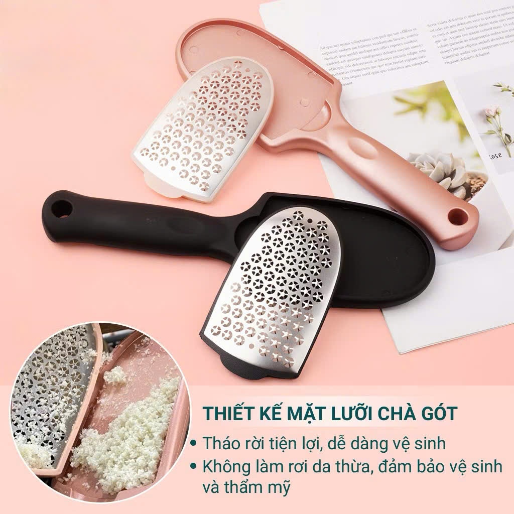 Combo 3 món chà gót chân 2in1 inox 304 đa năng - Dụng cụ chà gót 2 mặt, chà mịn và chà tẩy da chết chuyên dụng
