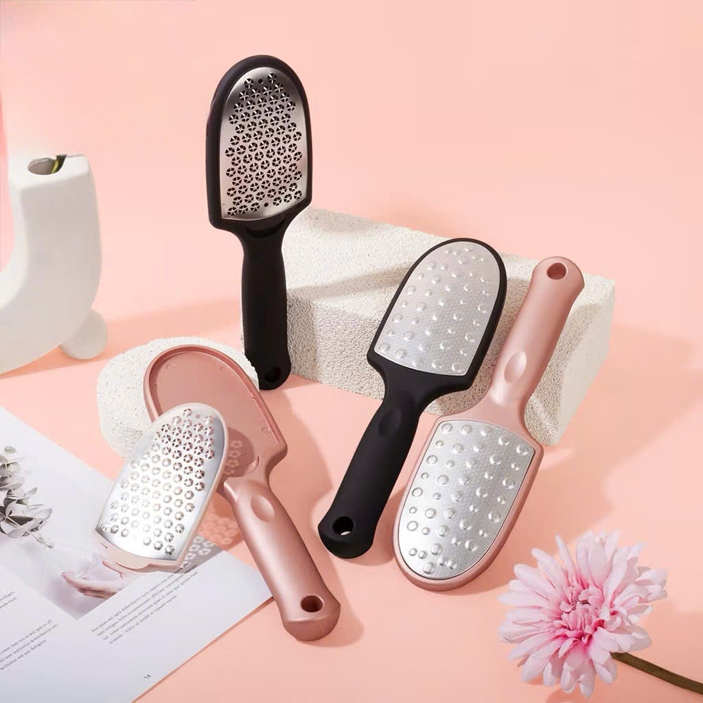 Combo 3 món chà gót chân 2in1 inox 304 đa năng - Dụng cụ chà gót 2 mặt, chà mịn và chà tẩy da chết chuyên dụng