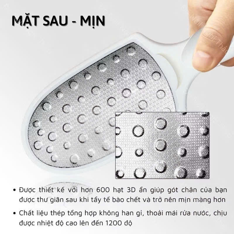Combo 3 món chà gót chân 2in1 inox 304 đa năng - Dụng cụ chà gót 2 mặt, chà mịn và chà tẩy da chết chuyên dụng