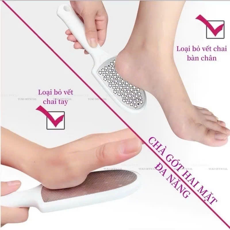 Combo 3 món chà gót chân 2in1 inox 304 đa năng - Dụng cụ chà gót 2 mặt, chà mịn và chà tẩy da chết chuyên dụng