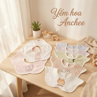 (Set 3 yếm) Yếm Xô vuông viền kẻ Anchee mẫu mới hình in siêu xinh cho bé