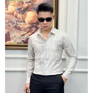 Áo sơ mi nam Luxury cao cấp dài tay hoạ tiết da cá sấu mã 7187
