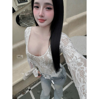 Áo ren bodysuit nữ dài tay cổ vuông /tròn sexy dễ mix đồ d56