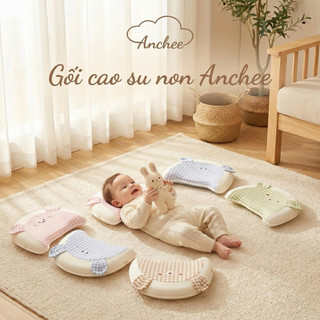 Gối cao su non chống bẹt đầu Anchee cho bé, cao su non cao cấp, vỏ có thể tháo dời