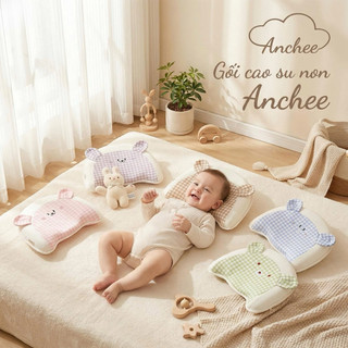 Gối cao su non chống bẹt đầu Anchee cho bé, cao su non cao cấp, vỏ có thể tháo dời