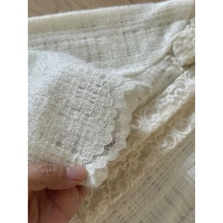 Áo Thun Dài Tay Ren Hoạ Tiết Co Giãn Mềm Mịn Phối Cổ Nơ Lệch Nhún Eo Phong Cách Hàn Quốc Cakecat