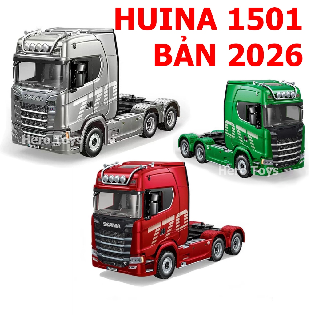 Xe đầu kéo điều khiển từ xa HUINA 1501 tỷ lệ 1:18, mô hình Scania 770s cao cấp 19 kênh, có đèn LED và âm thanh