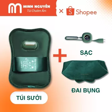 Combo Túi chườm nóng 3 MỨC nhiệt (Túi sưởi ấm/Túi chườm bụng kinh) và Đai Bụng Warm Together màu xanh - 3MỨC