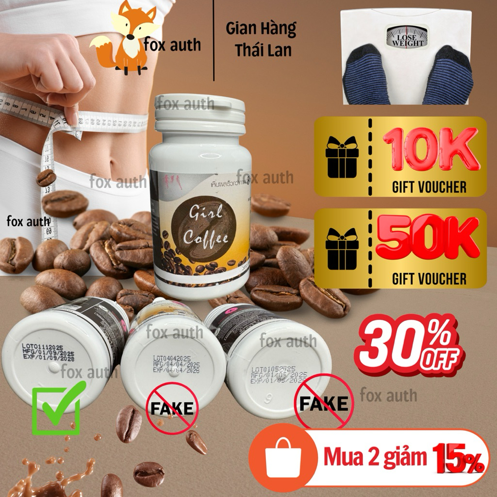 Coffee Giảm Cân Hộp 15 viên chuẩn chính hãng girl coffee