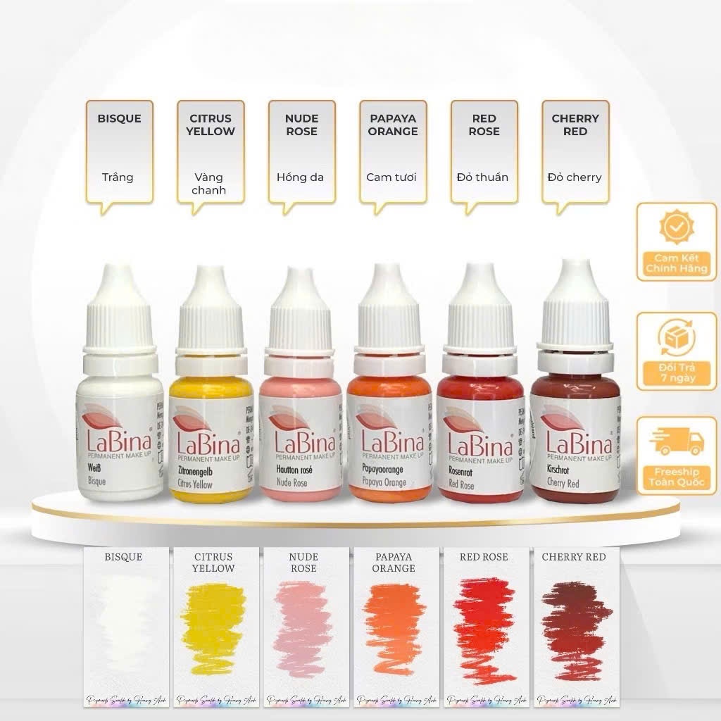 mực labina chính hãng đức.mực hữu cơ,mực cao cấp phun xăm lên màu chuẩn lọ 3-10ml