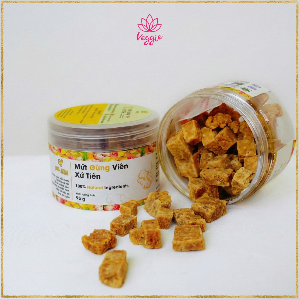 Mứt gừng viên xứ Tiên QNa Farm 85g - Giòn Rụm, Cay Ấm, Ít Đường.