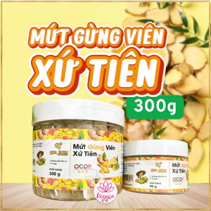 Mứt gừng viên xứ Tiên QNa Farm 300g - Gừng Cay Ấm, Đường Mía Hữu Cơ, Pha Trà Gừng Cực Ngon.