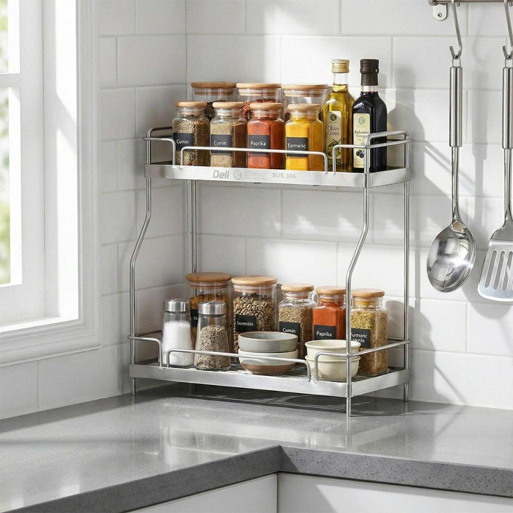 [HỎA TỐC] Kệ đa năng Deli La QUI PHÚC, inox 304 cao cấp, không gỉ, tiện dụng, kệ gia vị nhà bếp