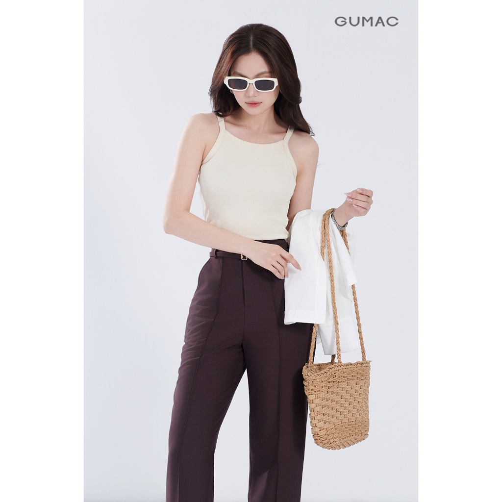 Áo Tanktop Nữ GUMAC Form Slim Cổ Tròn Chất Liệu Thun Gân Co Giãn Mềm Mịn ATF05029