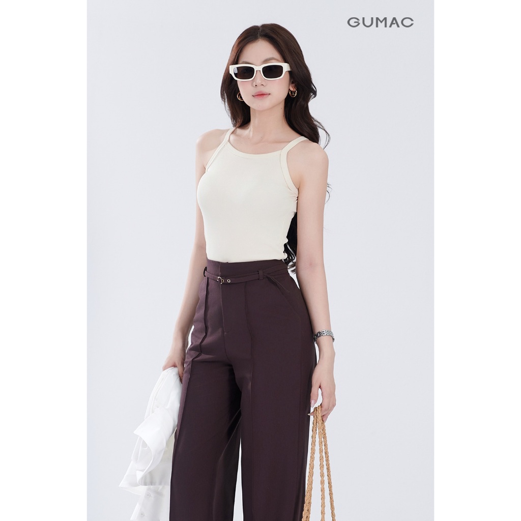 Áo Tanktop Nữ GUMAC Form Slim Cổ Tròn Chất Liệu Thun Gân Co Giãn Mềm Mịn ATF05029