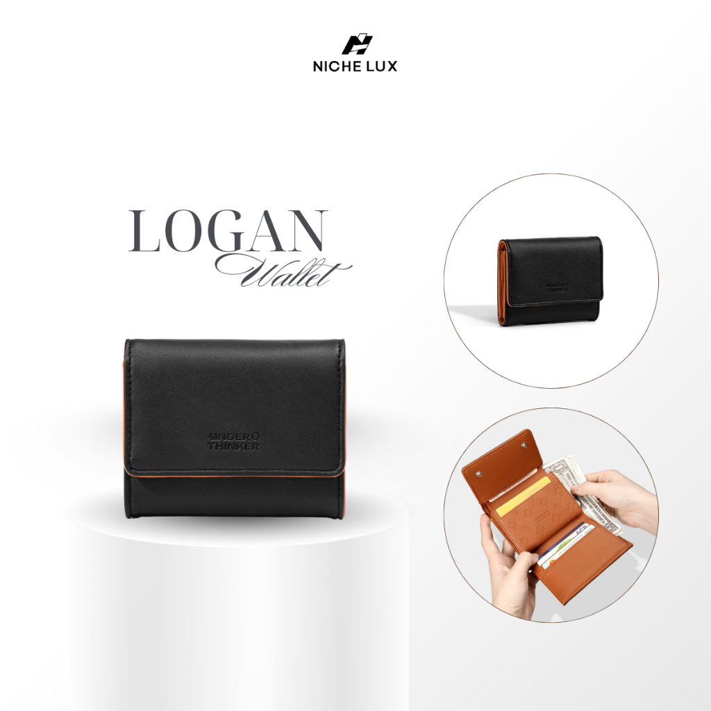 Ví Da PU Gập Ba Nam Nữ Logan Bóp Đựng Tiền Thẻ Nhiều Ngăn Polyester Trượt Nước | NICHE LUXURY