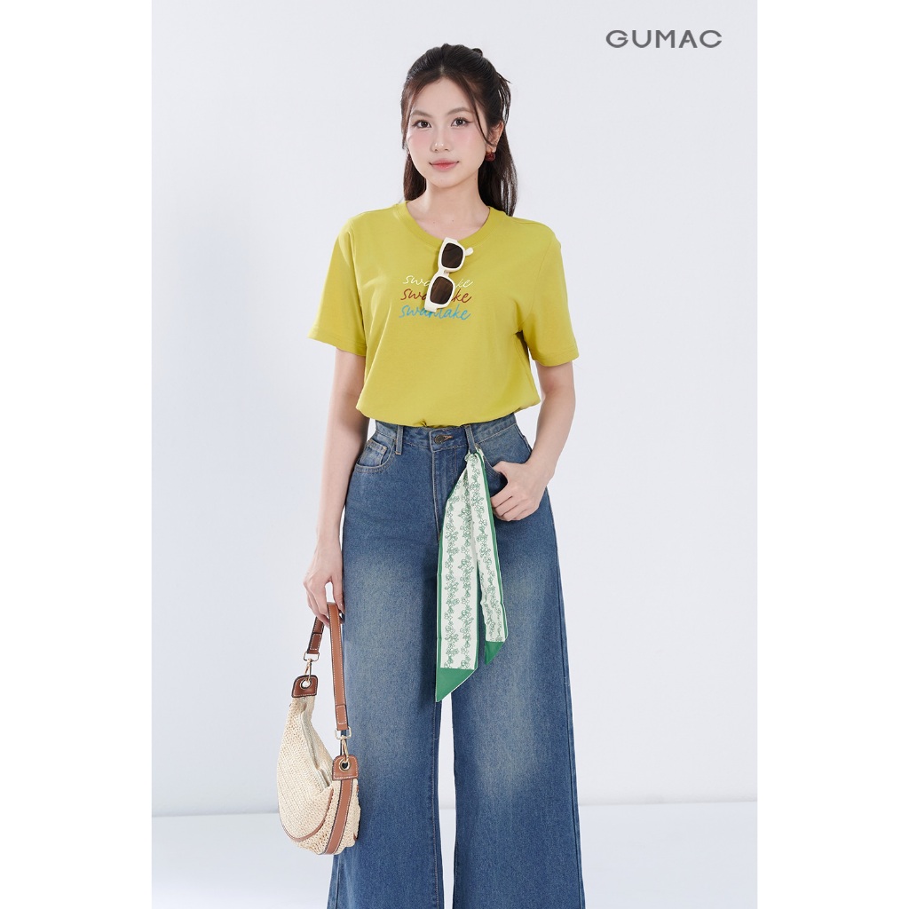 Áo Thun Nữ GUMAC Form Regular Cổ Tròn Tay Ngắn  Thoải Mái Năng Động Cho Mọi Hoạt Động ATF07051