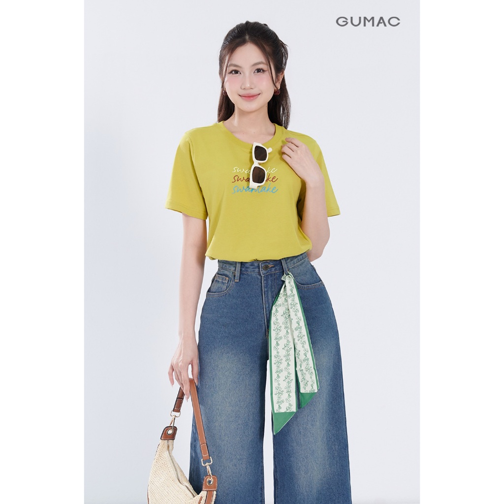 Áo Thun Nữ GUMAC Form Regular Cổ Tròn Tay Ngắn  Thoải Mái Năng Động Cho Mọi Hoạt Động ATF07051