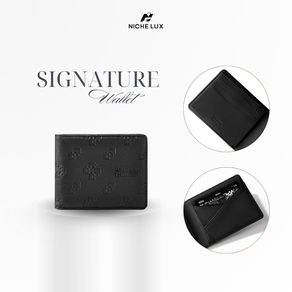 Ví Da PU Ngang Monogram Signature Bóp Đựng Tiền Thẻ Nhiều Ngăn Nhỏ Gọn Trượt Nước | NICHE LUXURY