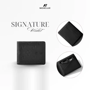 Ví Da PU Ngang Monogram Signature Bóp Đựng Tiền Thẻ Nhiều Ngăn Nhỏ Gọn Trượt Nước | NICHE LUXURY