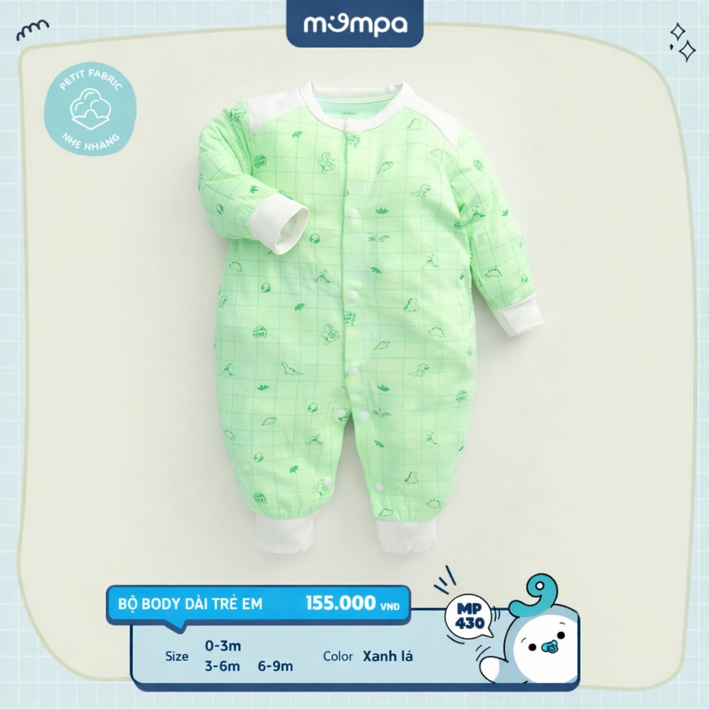 [XẢ] Bodysuit dài tay cho bé Ualarogo từ 0-12 tháng tuổi bộ liền thân vải Bamboo sợi tre co giãn thoáng mát