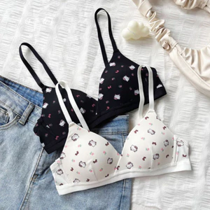 Áo ngực nữ không gọng mút mỏng mềm mại, Áo lót nữ cotton in hoạ tiết dễ thương ZANABRA A224