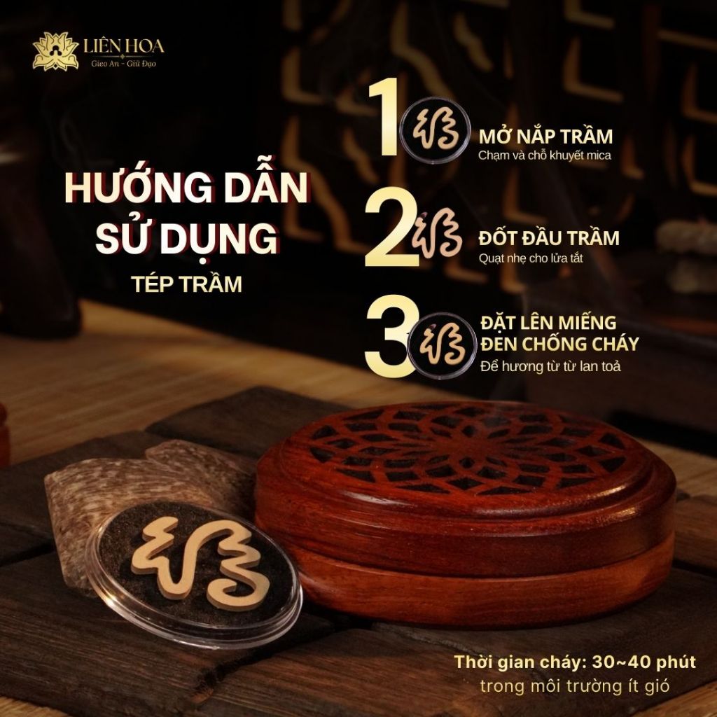 1 tép Trầm Chữ Phước | Thượng Hạng | Đại | Sạch | Thơm Sâu | Tự Nhiên | Phong Thủy
