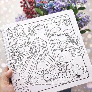 Sách Tô Màu dành cho mọi lứa tuổi - CAPY CORNER 72 Trang (bìa nhũ, gáy lò xo)