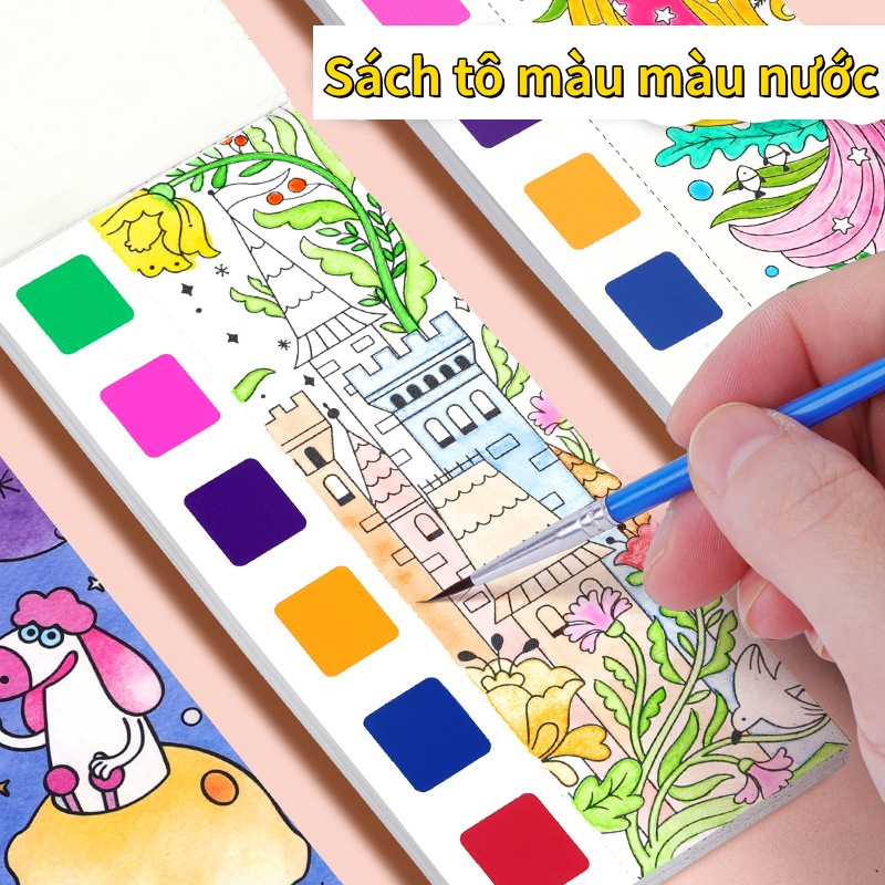Sách Tô Màu Nước Mini Trẻ Em - Giấy Note Có Thể Tô Màu - Sách Tô Màu Có Thể Xé-quà Tết
