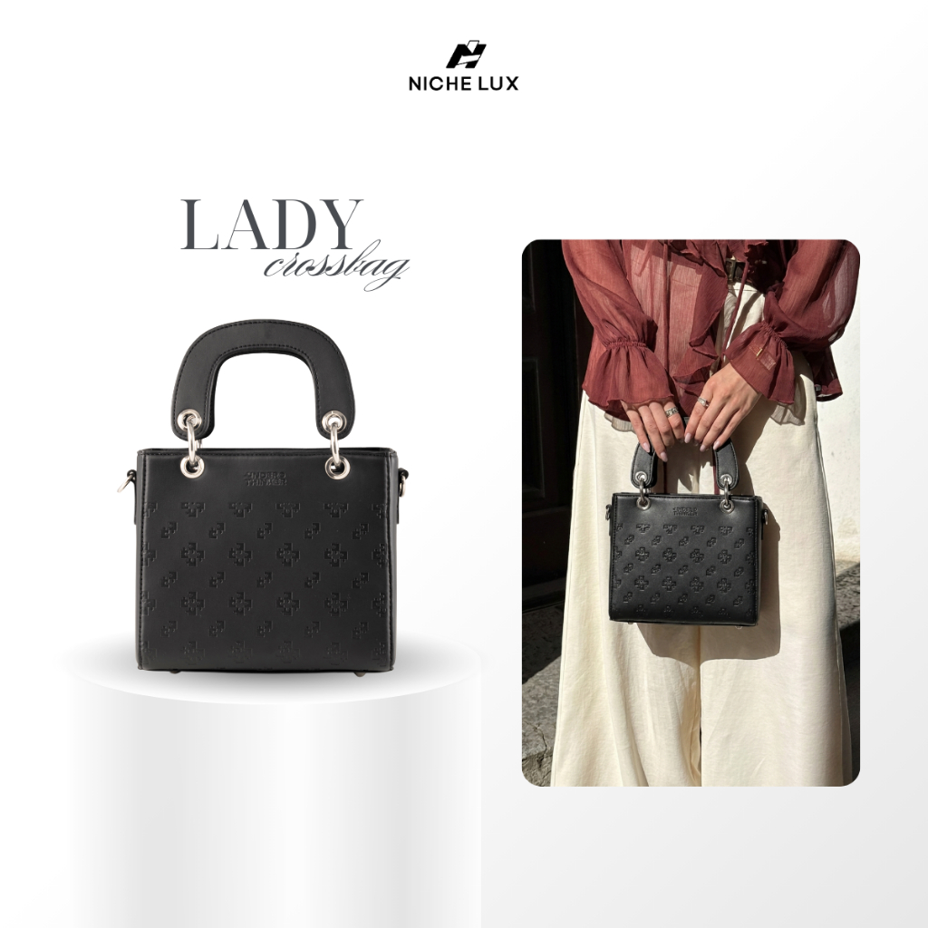 Túi Xách Da PU LADY Đeo Chéo Nam Nữ Monogram Đựng Điện Thoại Đi Chơi Tiệc | NICHE LUXURY