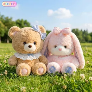 Bộ Đôi Gấu Bông Thỏ Hồng và Gấu Teddy Nâu Lông Xù Mắt Sao Dễ Thương Quà Tặng Sinh Nhật Cho Bạn Gái,Cho Bé.Bobesu