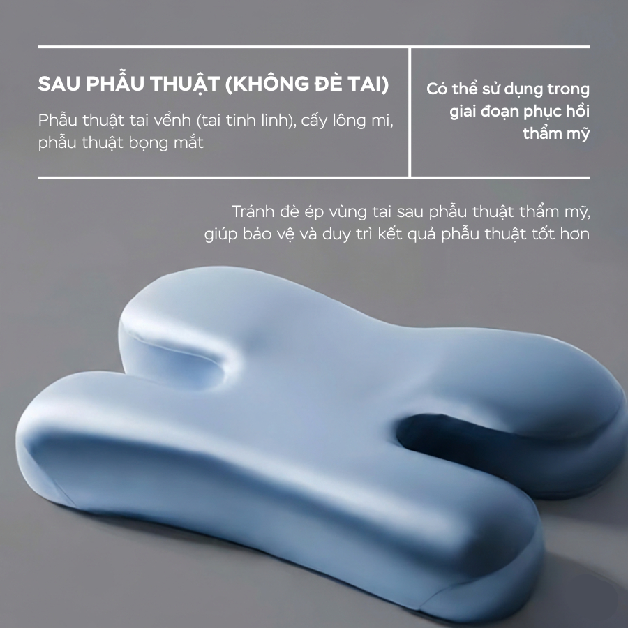Gối công thái học H-Shape giúp hạn chế nếp nhăn cổ và mặt khi ngủ, giảm đau mỏi cổ vai gáy, nâng đỡ đốt sống cổ