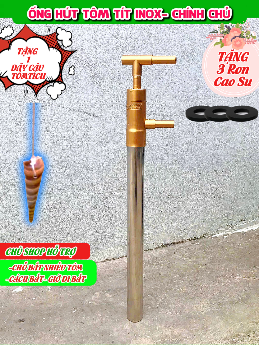 Ống hút tôm tích inox