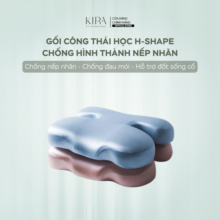Gối công thái học H-Shape giúp hạn chế nếp nhăn cổ và mặt khi ngủ, giảm đau mỏi cổ vai gáy, nâng đỡ đốt sống cổ