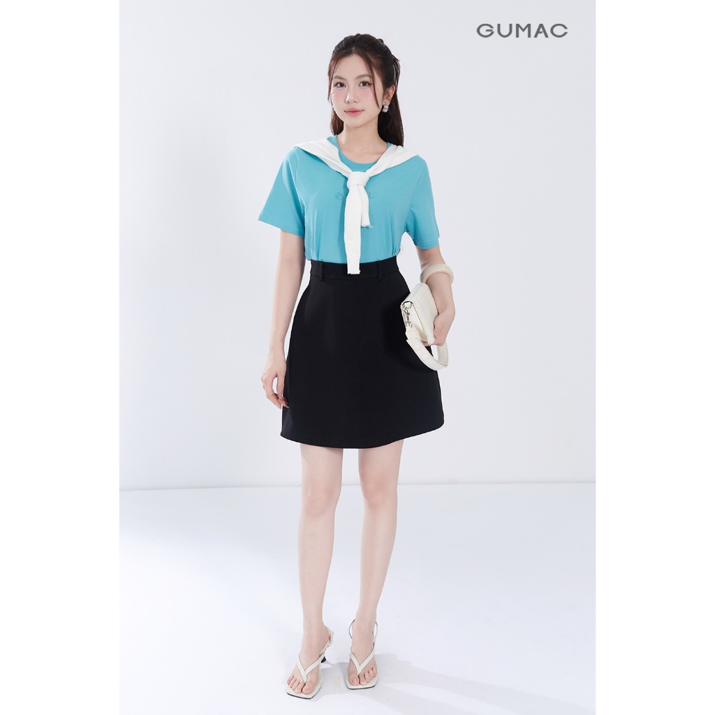 Quần váy nữ form A  GUMAC dây kéo sau có túi vải carolan xược cao cấp SHF06037