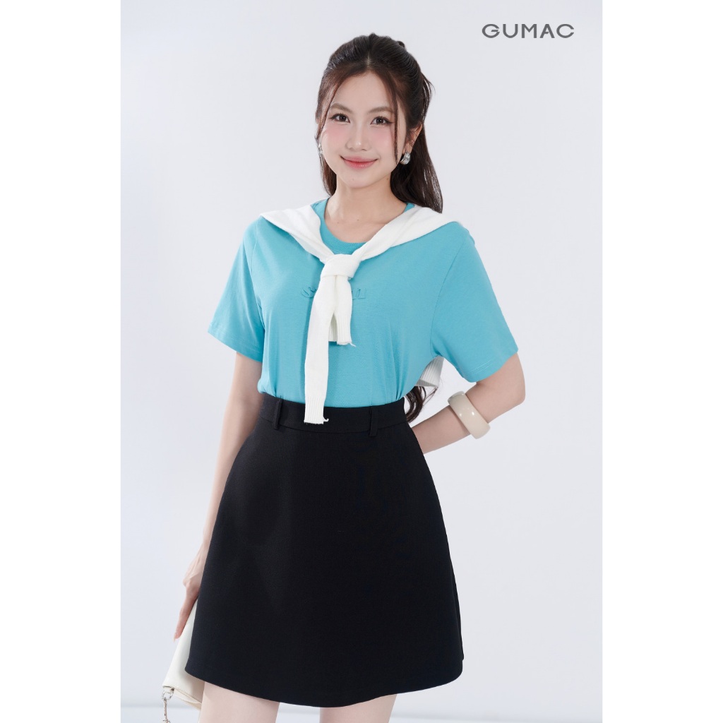 Quần váy nữ form A  GUMAC dây kéo sau có túi vải carolan xược cao cấp SHF06037