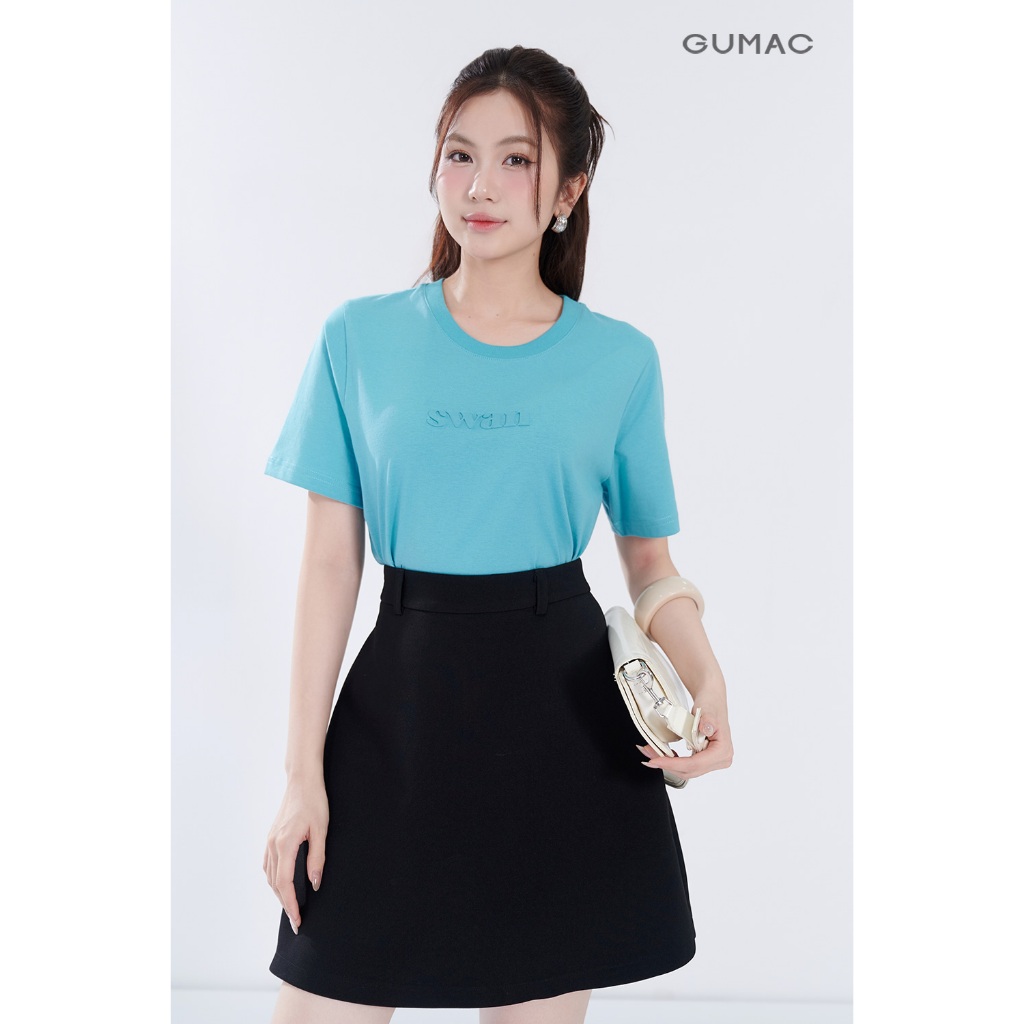 Quần váy nữ form A  GUMAC dây kéo sau có túi vải carolan xược cao cấp SHF06037