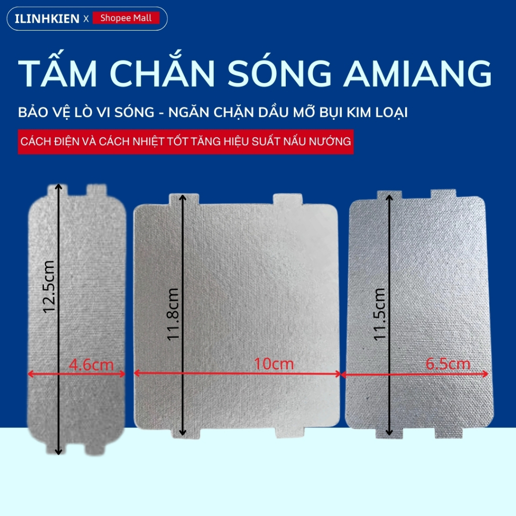 Tấm amiang, tấm chắn sóng lò vi sóng 6.5x11.5cm chất lượng ilinhkien