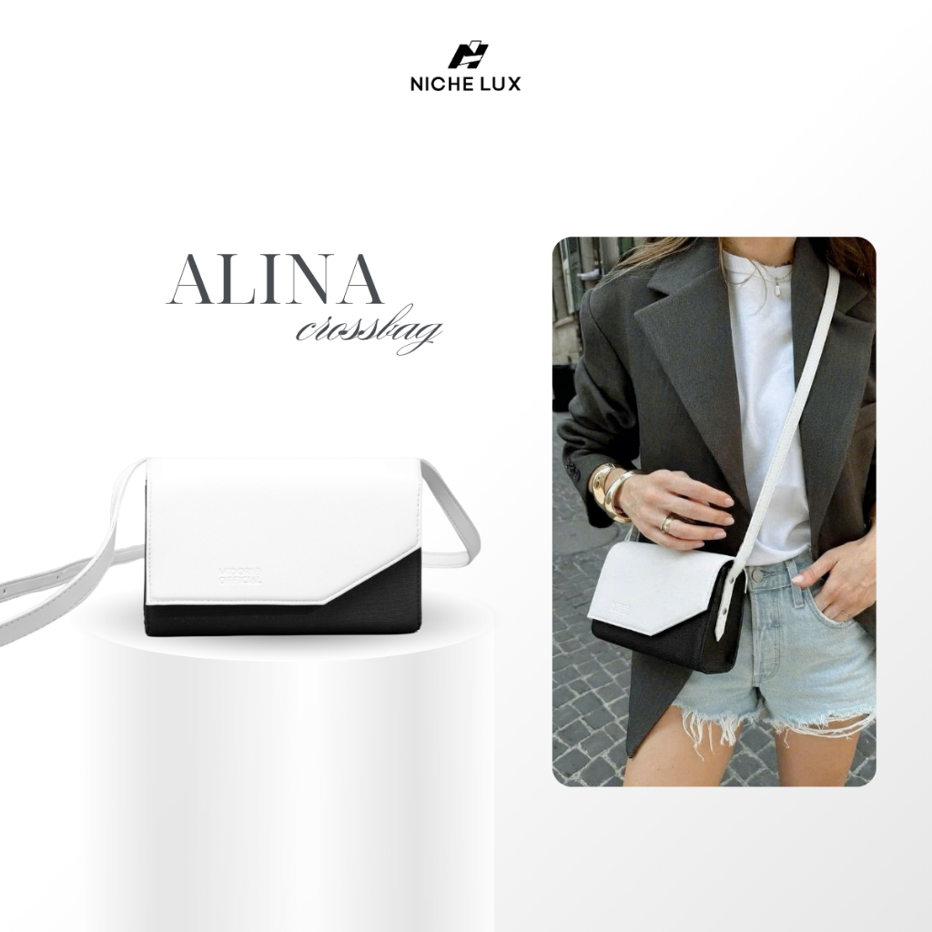 Túi Xách ALINA Đeo Chéo Vải Phối Da PU Nam Nữ Đi Chơi Tiệc Polyester Đựng Điện Thoại | NICHE LUXURY